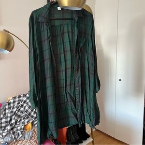 Old Navy Green Plaid Shirtdress